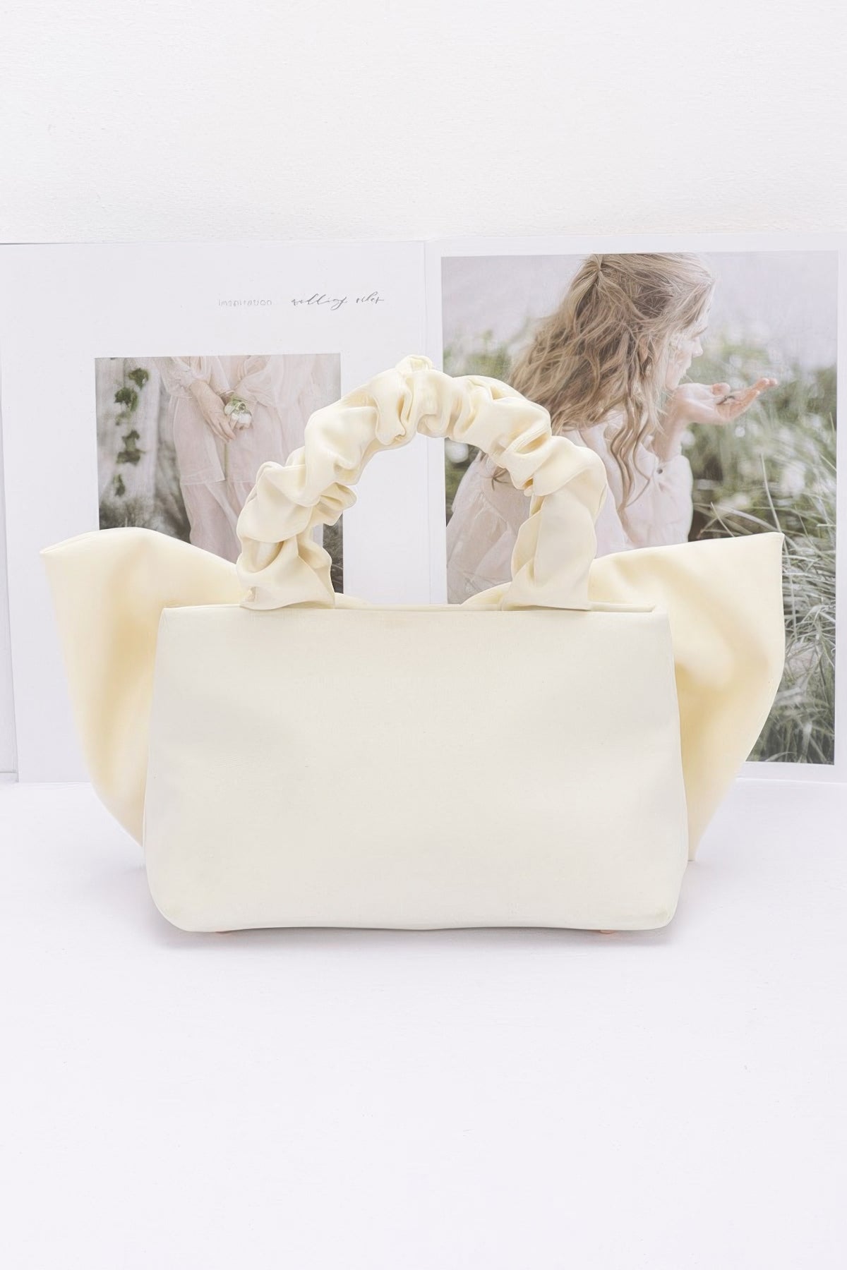 Nylon Top Handle Bag With Bow Front Clutch – alternate view