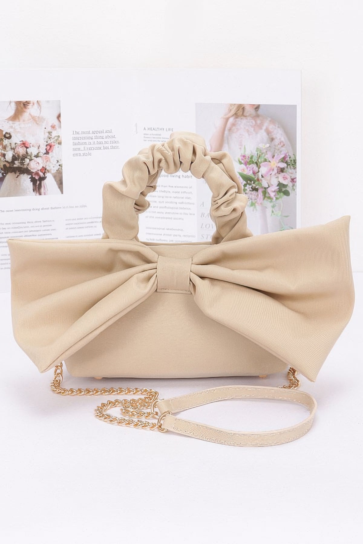 Nylon Top Handle Bag With Bow Front Clutch – alternate view