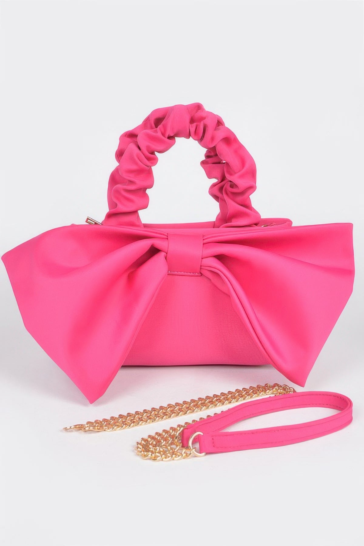 Nylon Top Handle Bag With Bow Front Clutch – alternate view