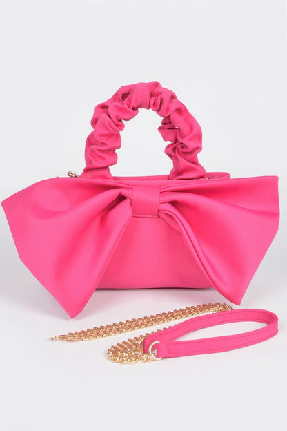 Nylon Top Handle Bag With Bow Front Clutch – alternate view