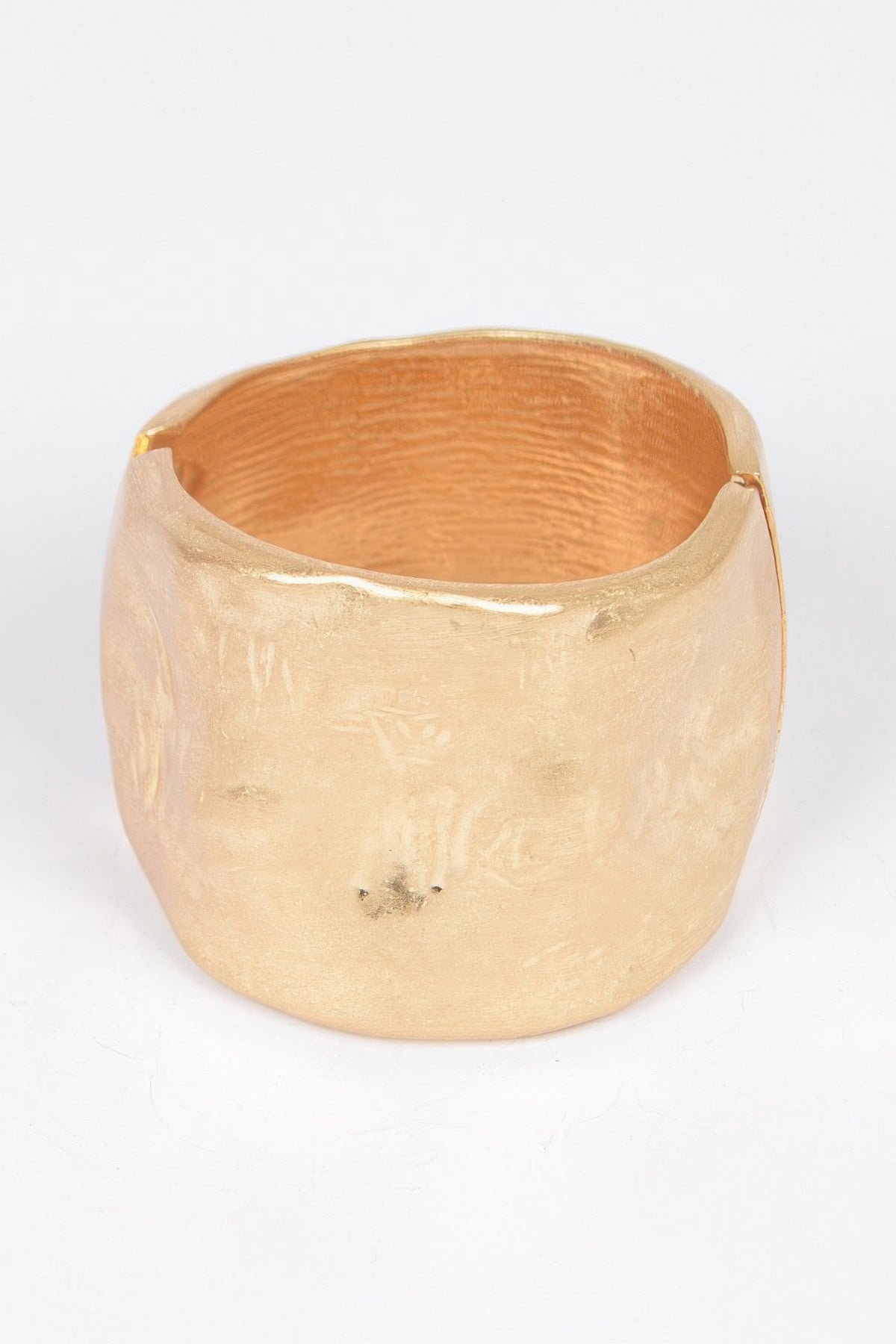 Cast Metal Spring Hinge Cuff – Gold
