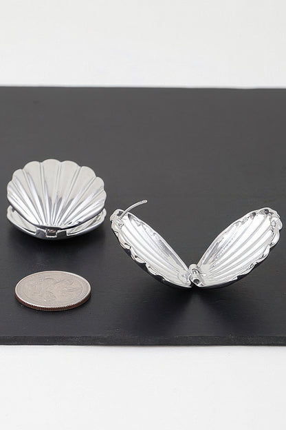 Modern Clam Shell Earrings – alternate view