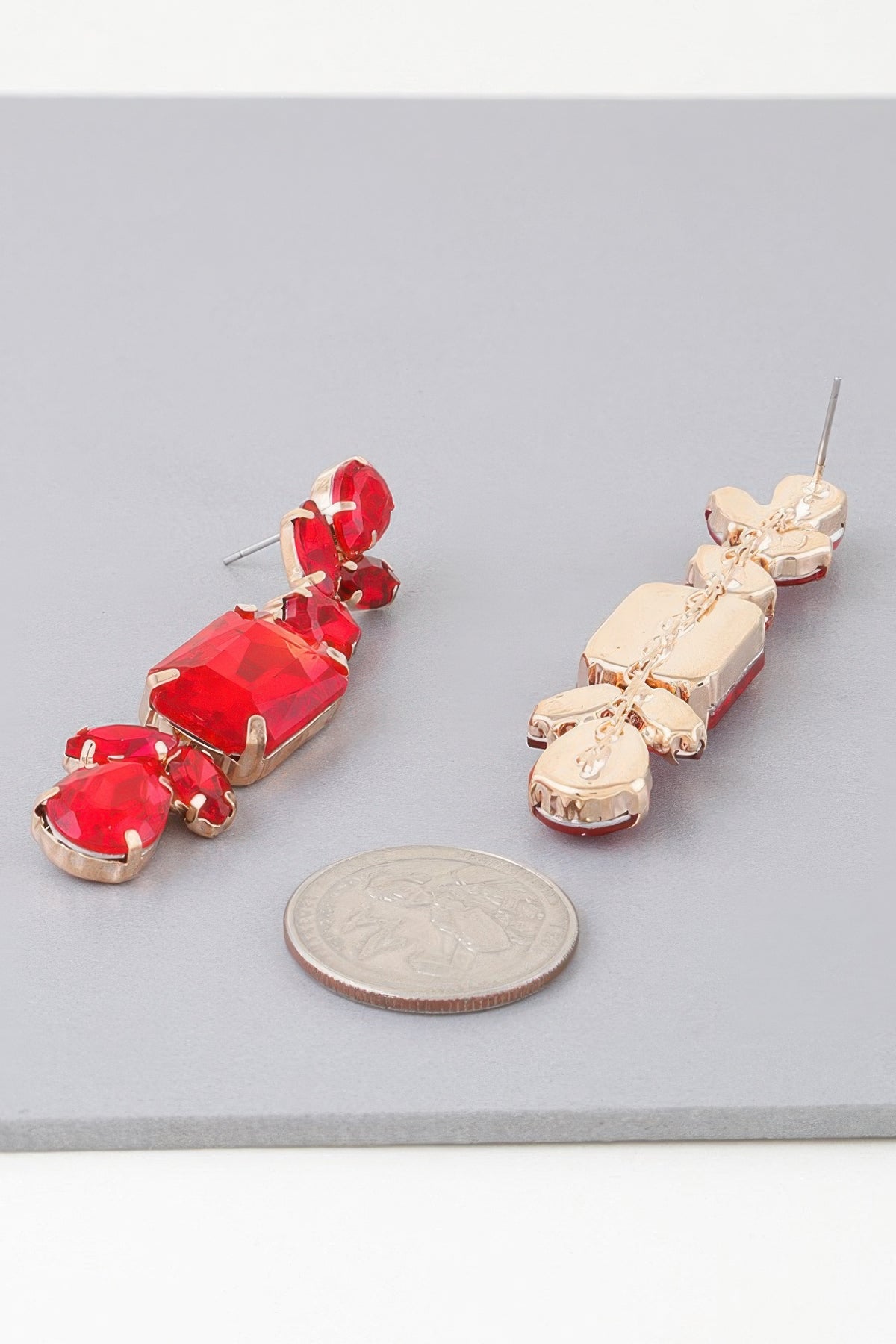Rhinestone Dangle Drop Earrings – alternate view