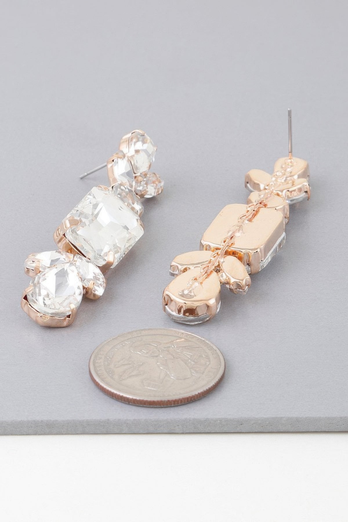 Rhinestone Dangle Drop Earrings – alternate view