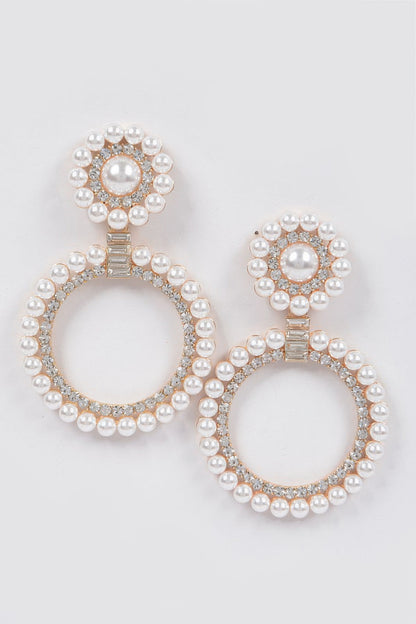 Faux Pearl&stone Dangle Earring – Gold