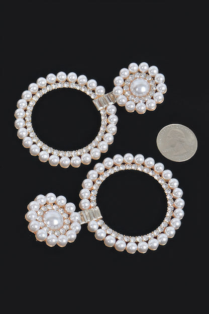Faux Pearl&stone Dangle Earring – Gold – alternate view