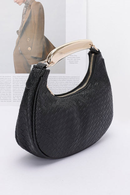 Embossed Faux Leather Metal Handle Bag – alternate view