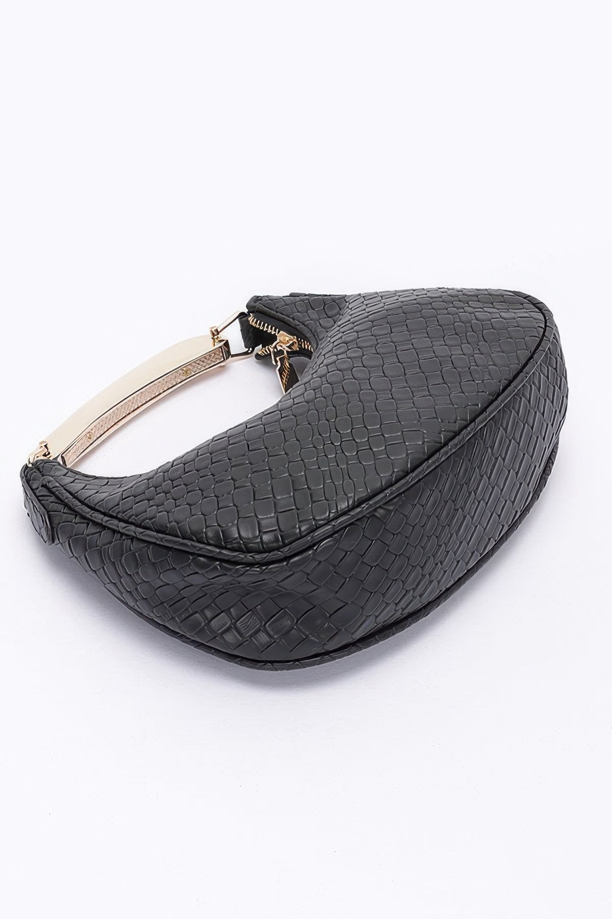 Embossed Faux Leather Metal Handle Bag – alternate view