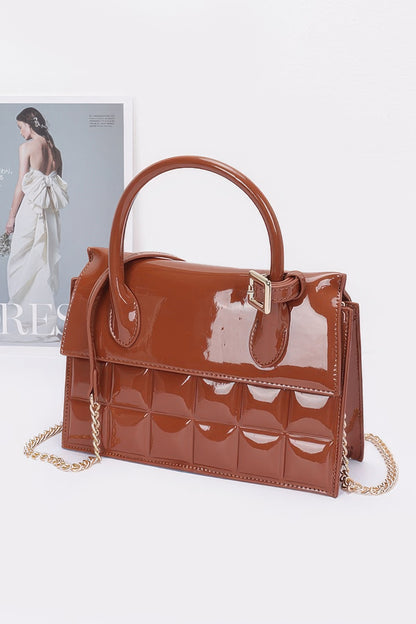 Embossed Enamel Top Handle Bag – alternate view
