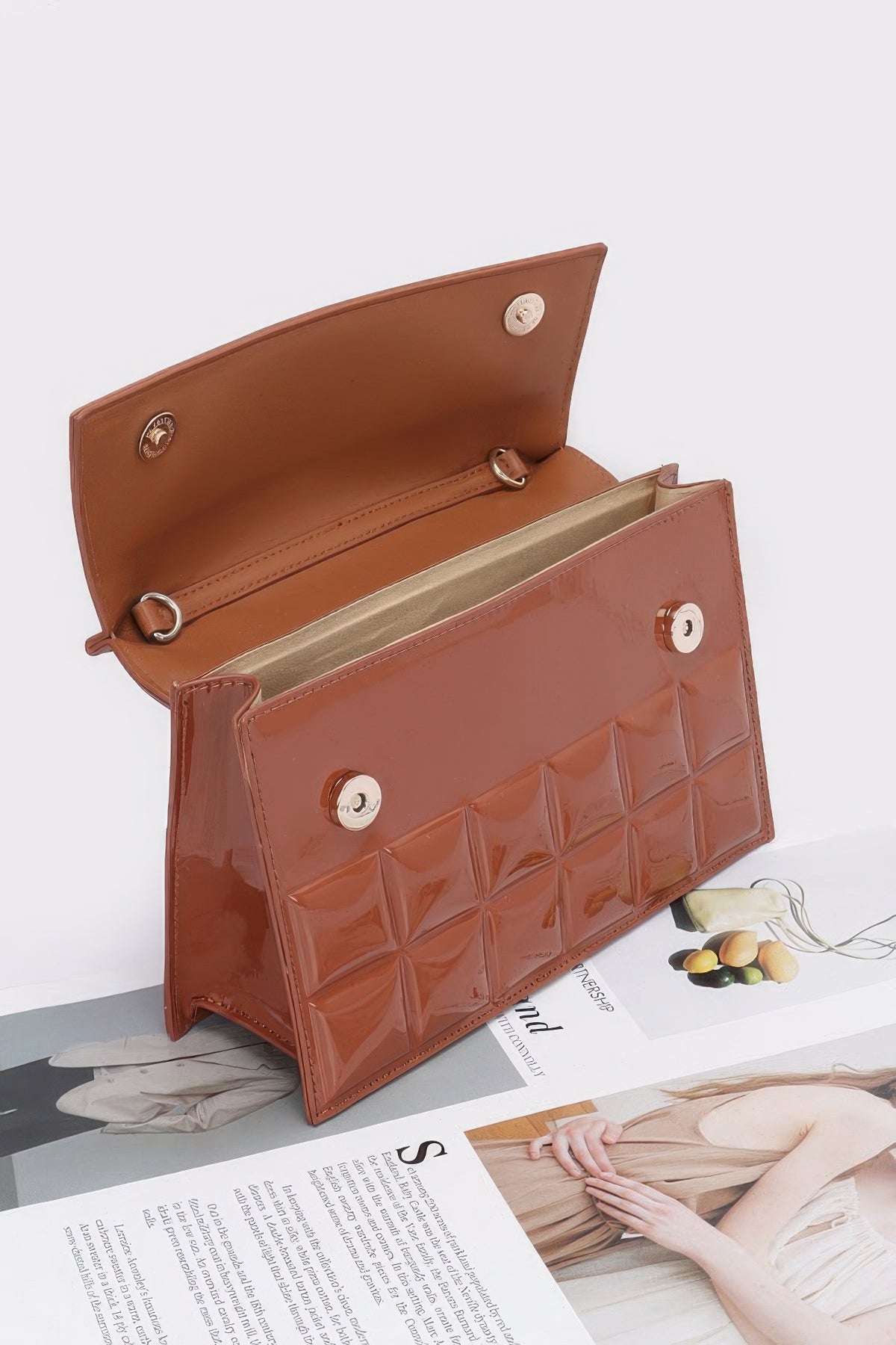 Embossed Enamel Top Handle Bag – alternate view