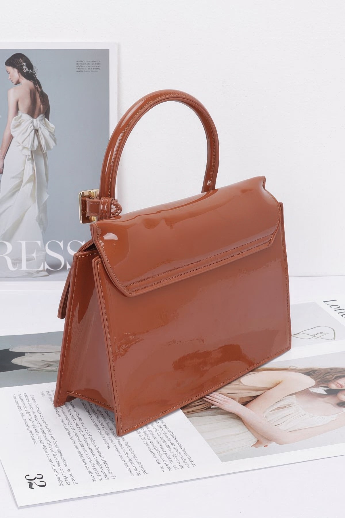 Embossed Enamel Top Handle Bag – alternate view