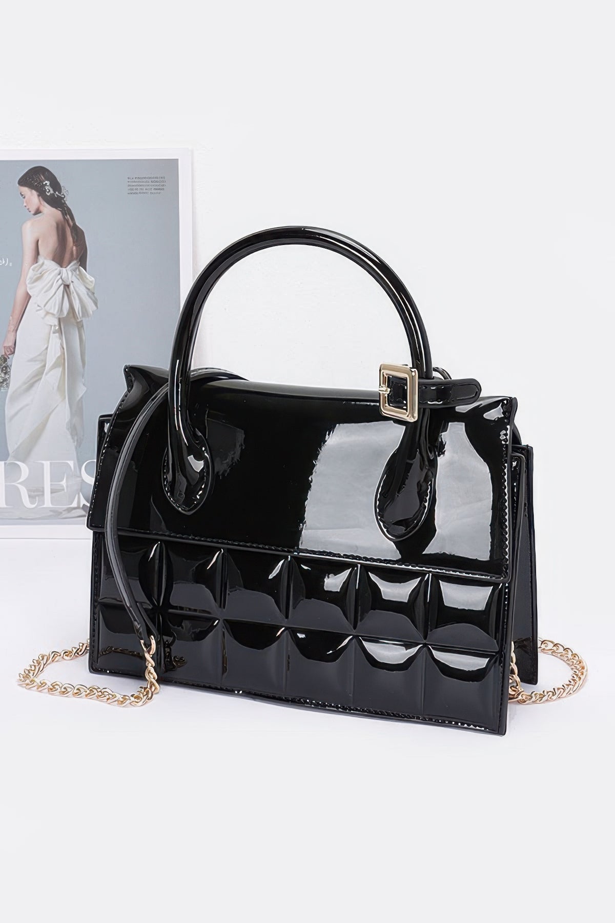 Embossed Enamel Top Handle Bag – alternate view
