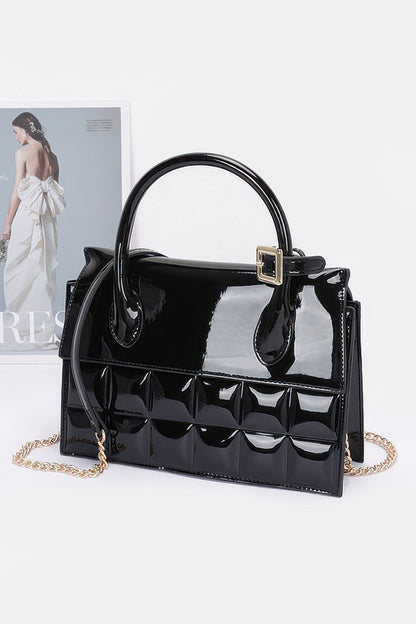 Embossed Enamel Top Handle Bag – alternate view