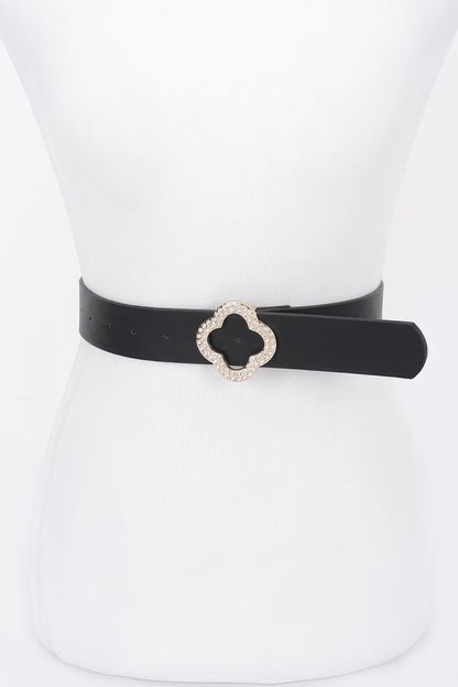 Faux Leather Metal Buckle Plus Belt – Black