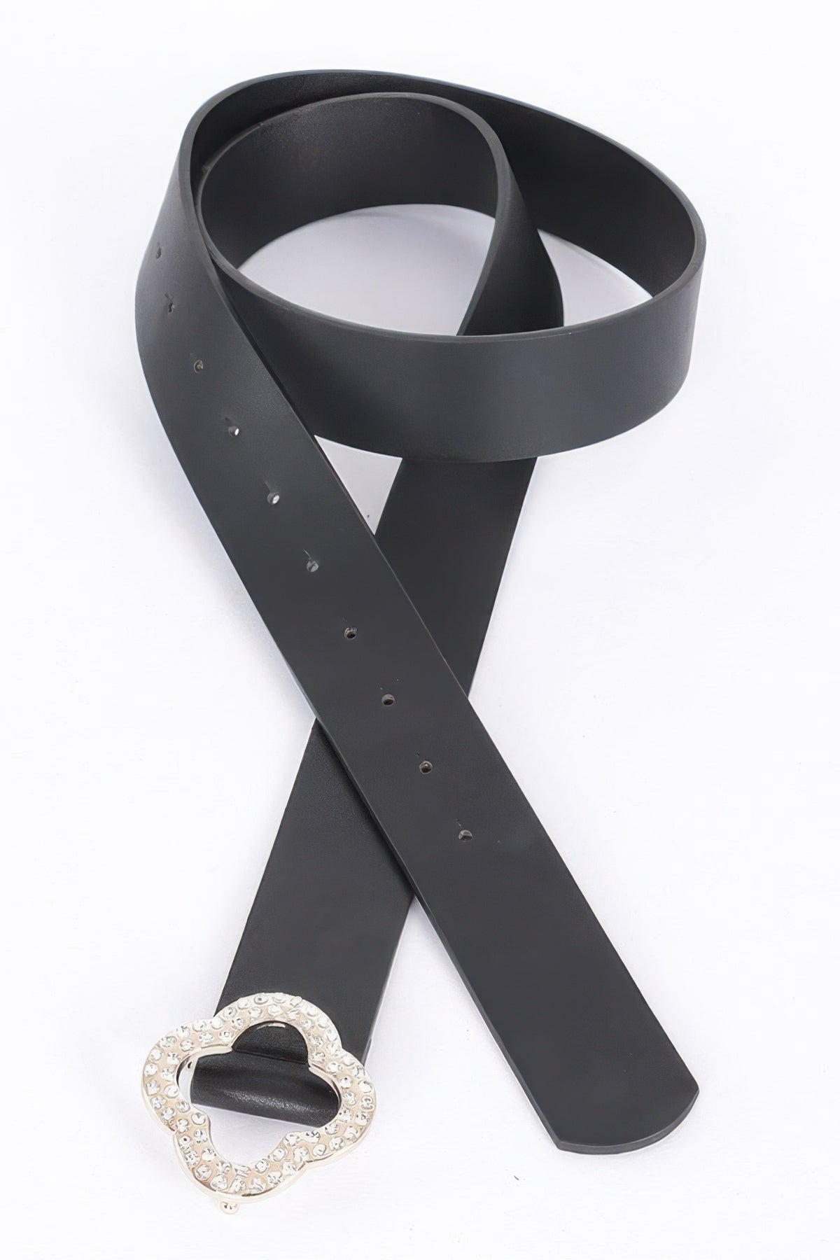 Faux Leather Metal Buckle Plus Belt – Black – alternate view