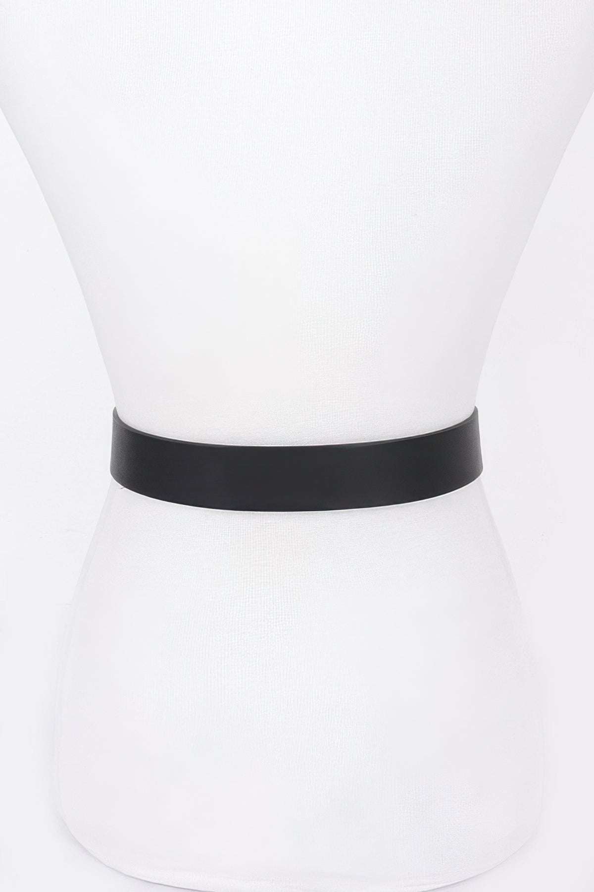 Faux Leather Metal Buckle Plus Belt – Black – alternate view
