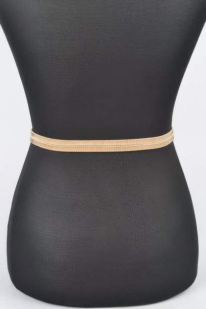 Hammered Metal Buckle Stretch Belt – alternate view
