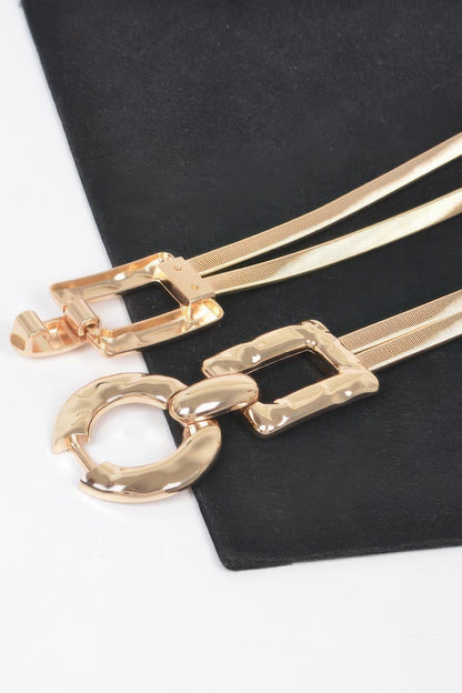 Hammered Metal Buckle Stretch Belt – alternate view