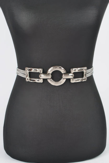 Hammered Metal Buckle Stretch Belt – alternate view