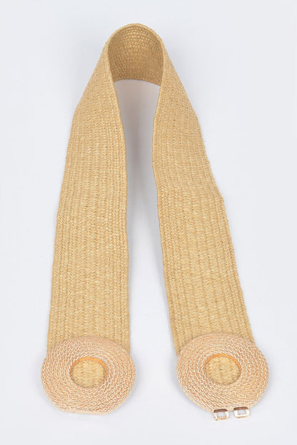Faux Straw Elastic Two Buckles Belt – alternate view