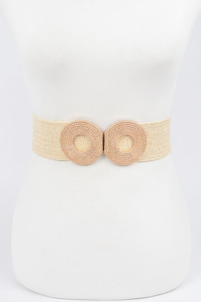 Faux Straw Elastic Two Buckles Belt – alternate view