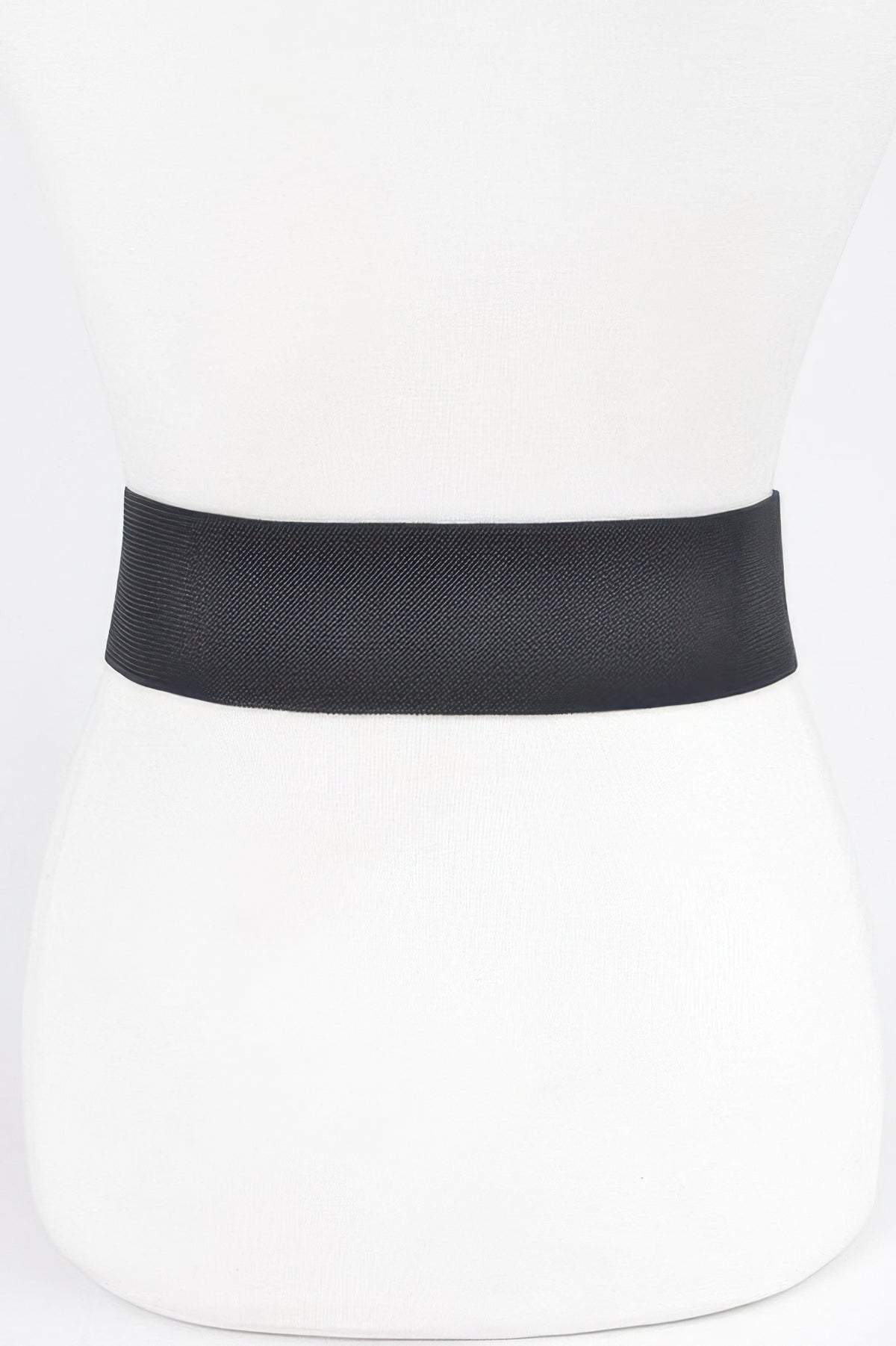 Rhinestone Buckle Plus Size Elastic Belt – Black Clear – alternate view
