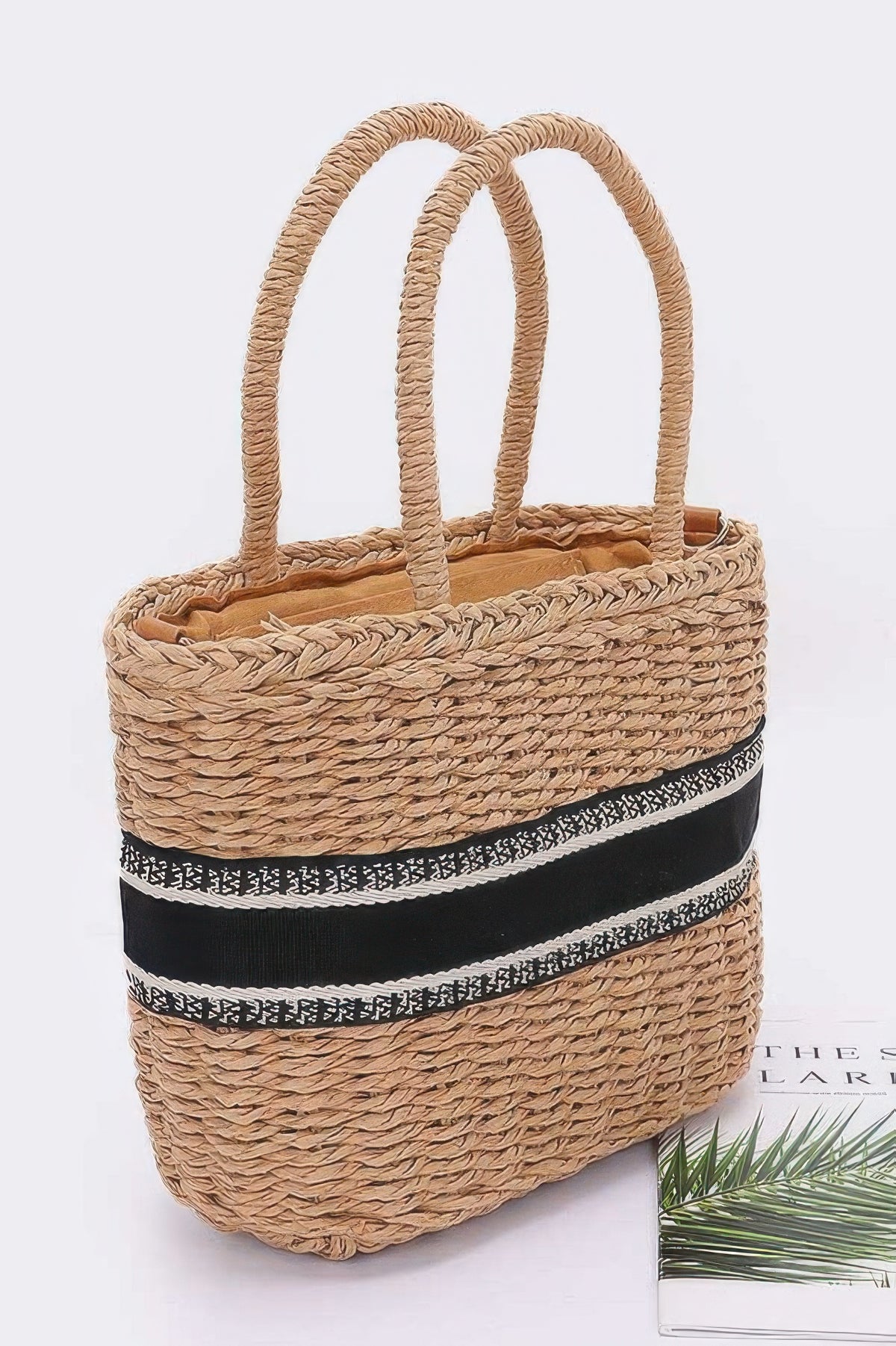 Faux Straw Small Tote Bag – Ivory – alternate view