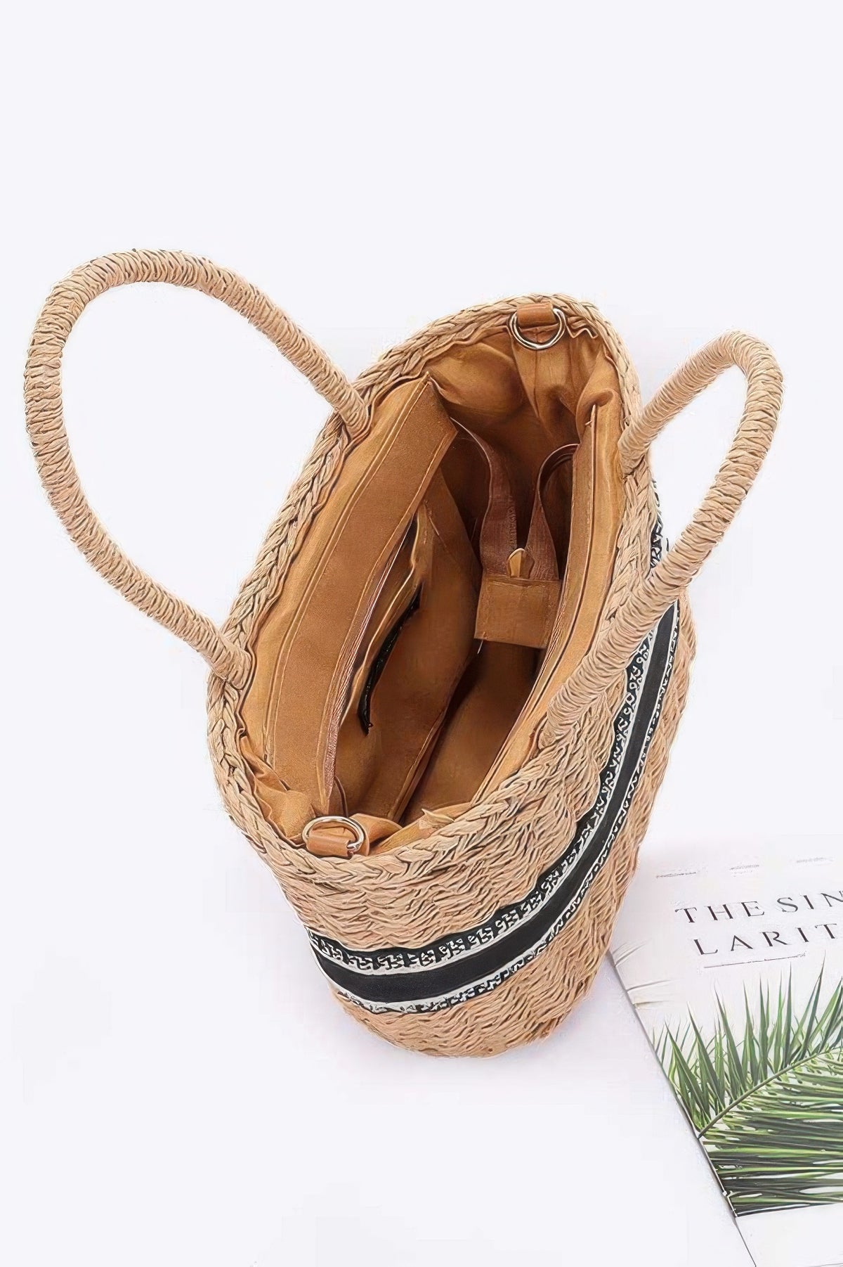 Faux Straw Small Tote Bag – Ivory – alternate view