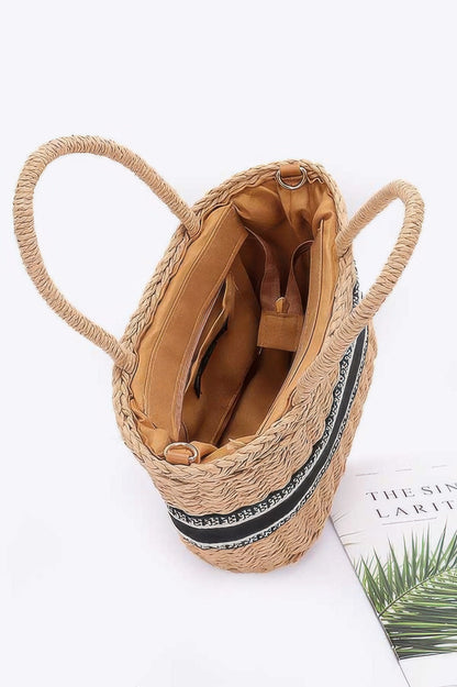 Faux Straw Small Tote Bag – Ivory – alternate view