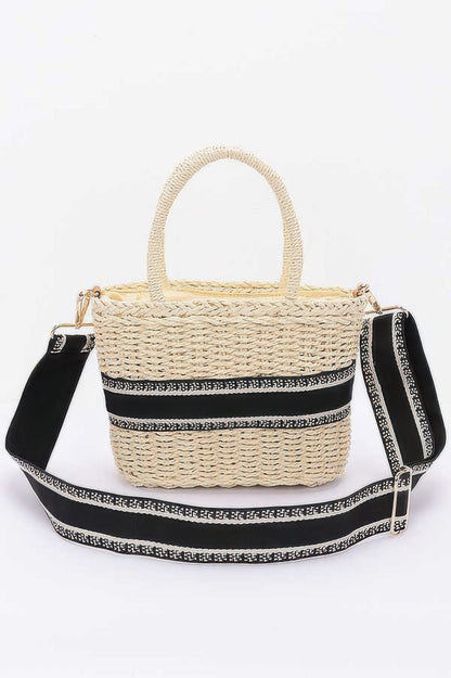 Faux Straw Small Tote Bag – Ivory – alternate view