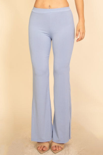 Ribbed Sleeveless Crop Top & Flared Pants Set – alternate view