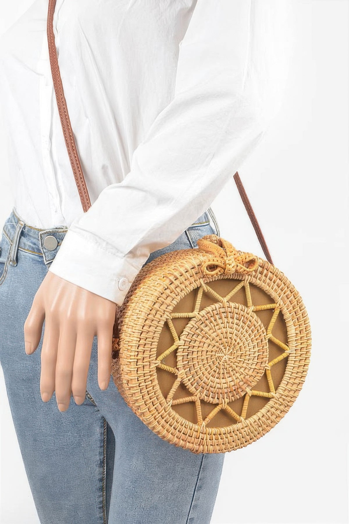 Bamboo Round Crossbody Bag