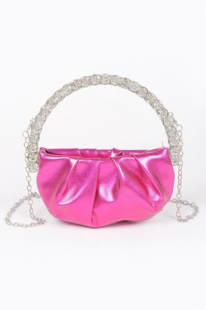 Metallic Stone Handle Crossbody Bag