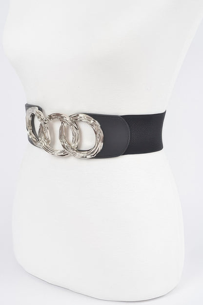 Triple O Ring Buckle Elastic Belt