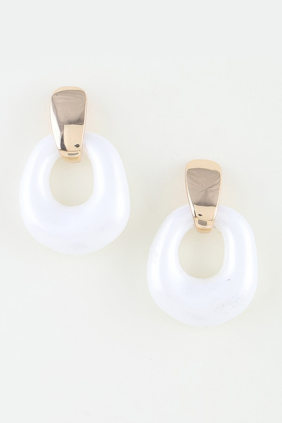Polished Stone Hoop Drop Earrings