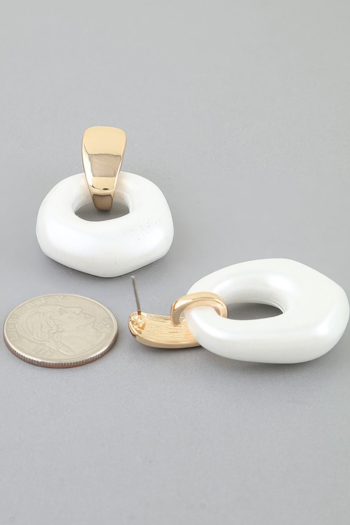 Polished Stone Hoop Drop Earrings