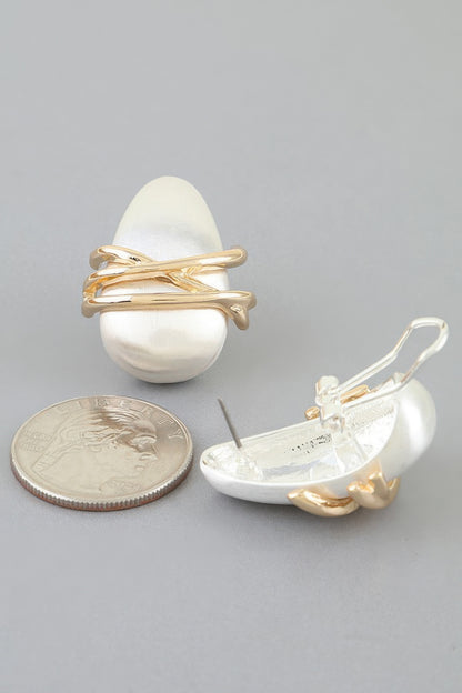 Modern Cross Stone Earrings