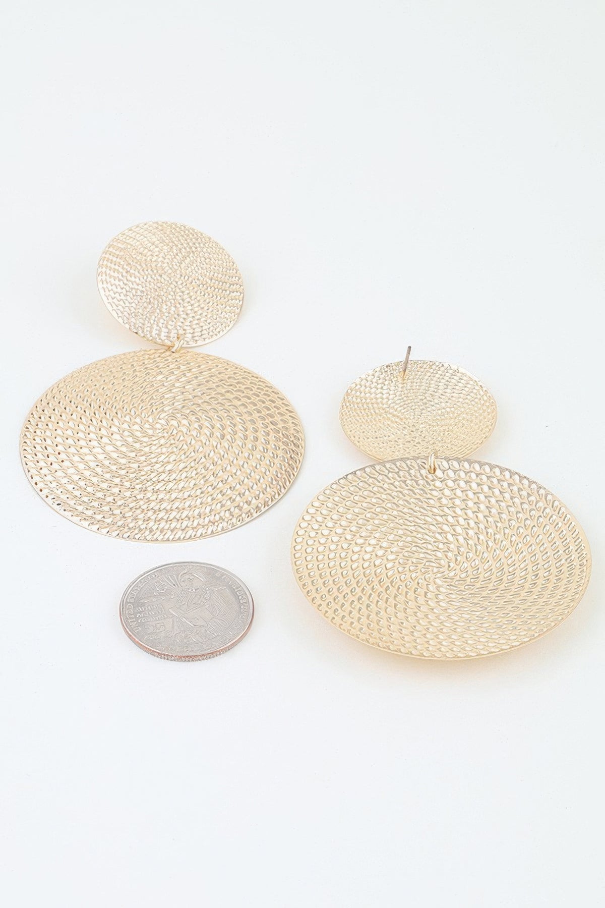 Modern Engraved Disc Drop Earrings