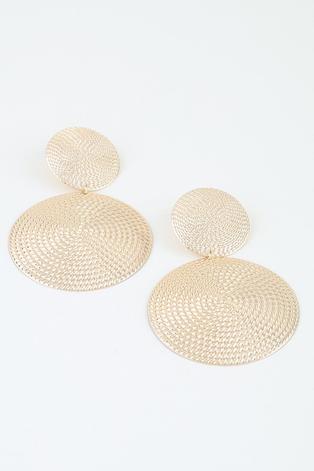 Modern Engraved Disc Drop Earrings