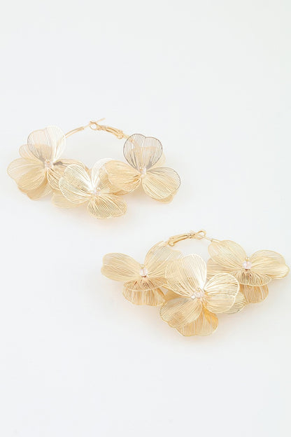 Triple Delicate Flower Hoop Earrings