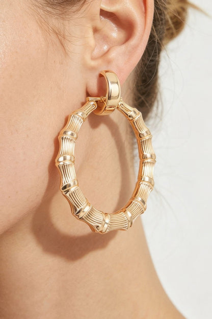 Polished Bamboo Hoop Earrings