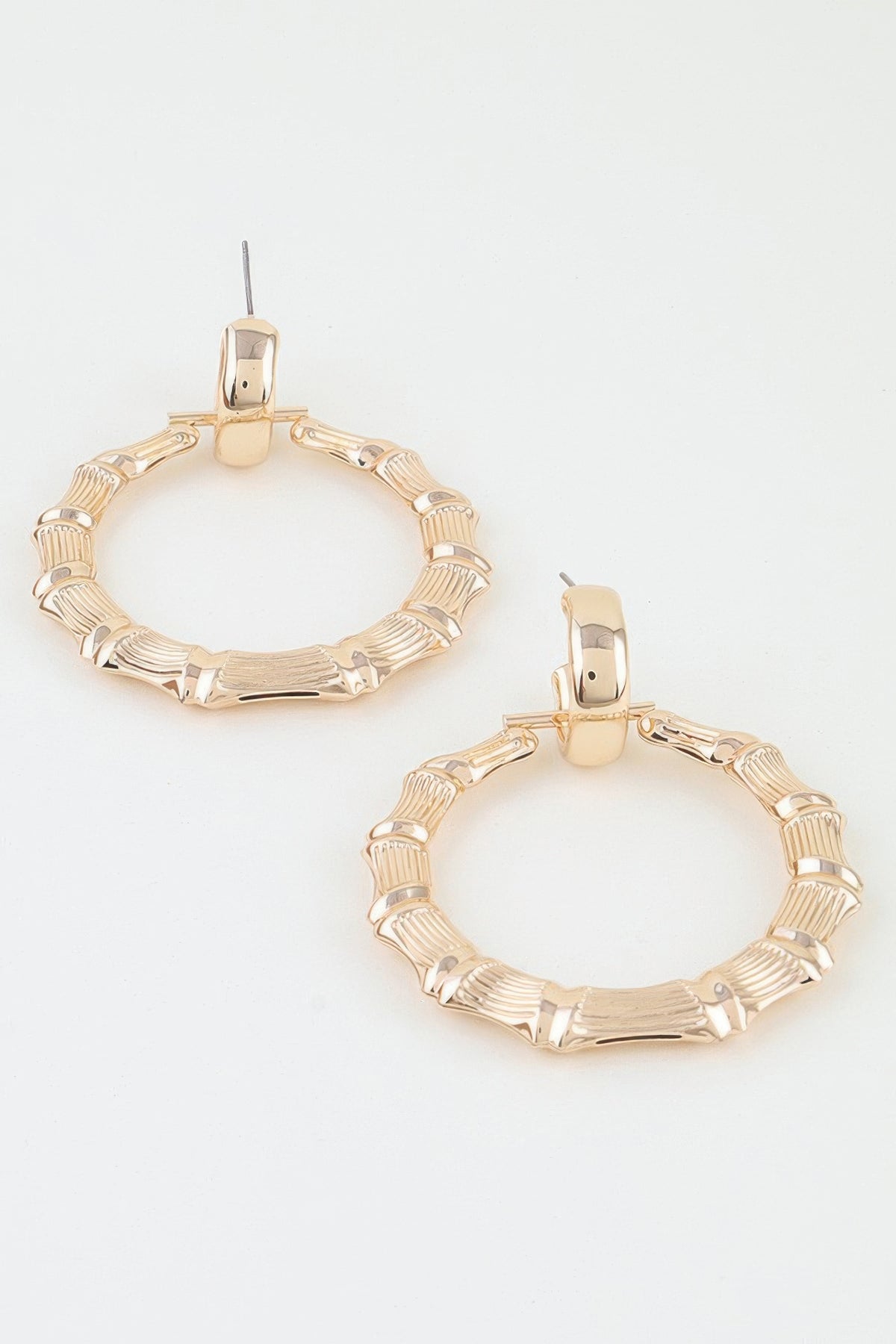 Polished Bamboo Hoop Earrings