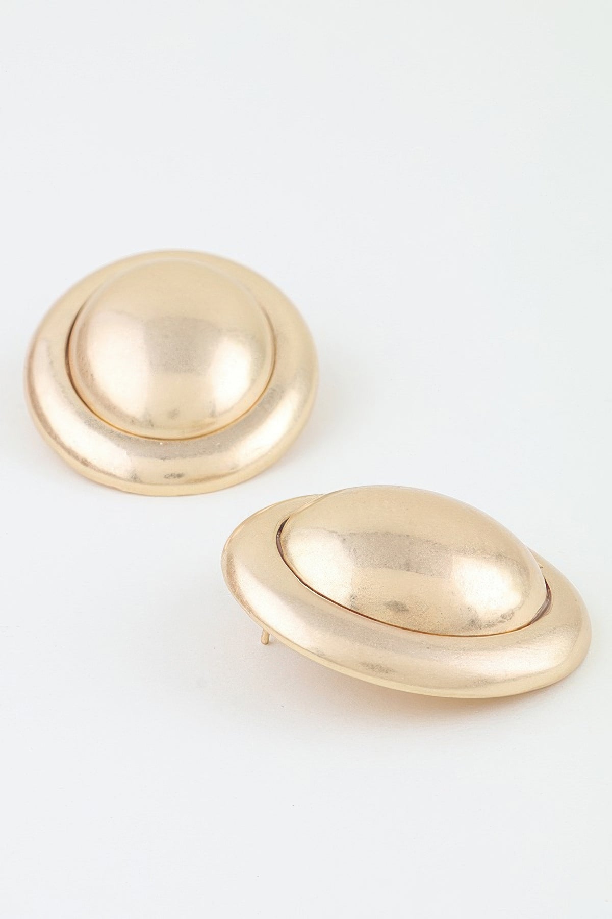 Polished Matte Dome Stud Earrings