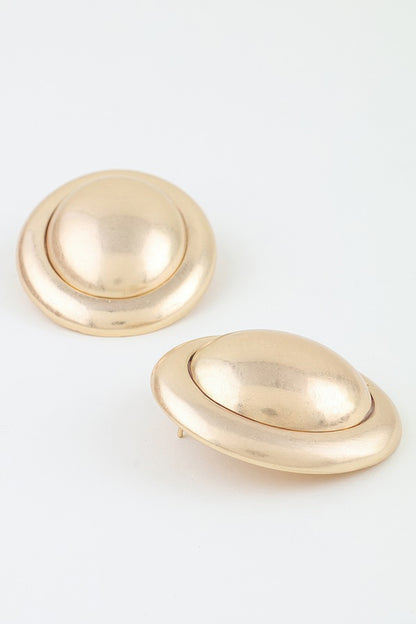 Polished Matte Dome Stud Earrings