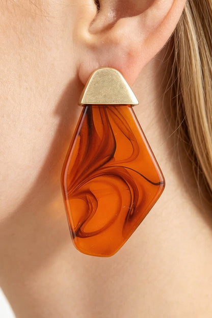 Modern Ripple Geometric Stone Earrings