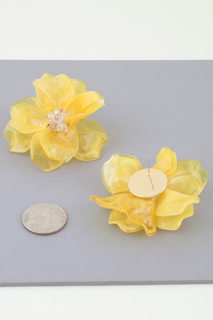 Polished Blooming Flower Stud Earrings