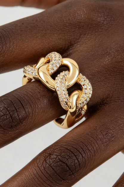 Multi Bejeweled Curb Chain Ring