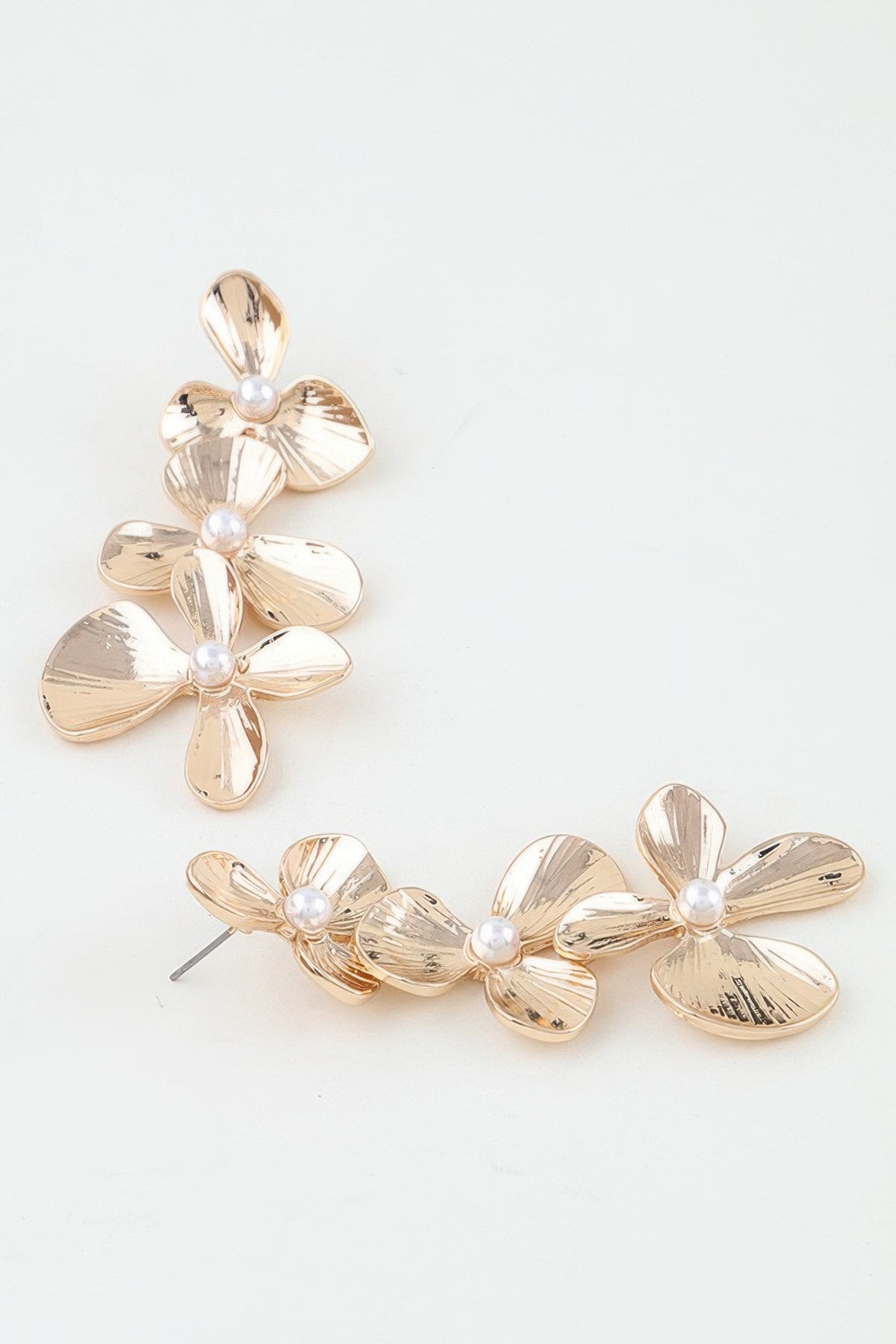 Polished Triple Flower Drop Earrings