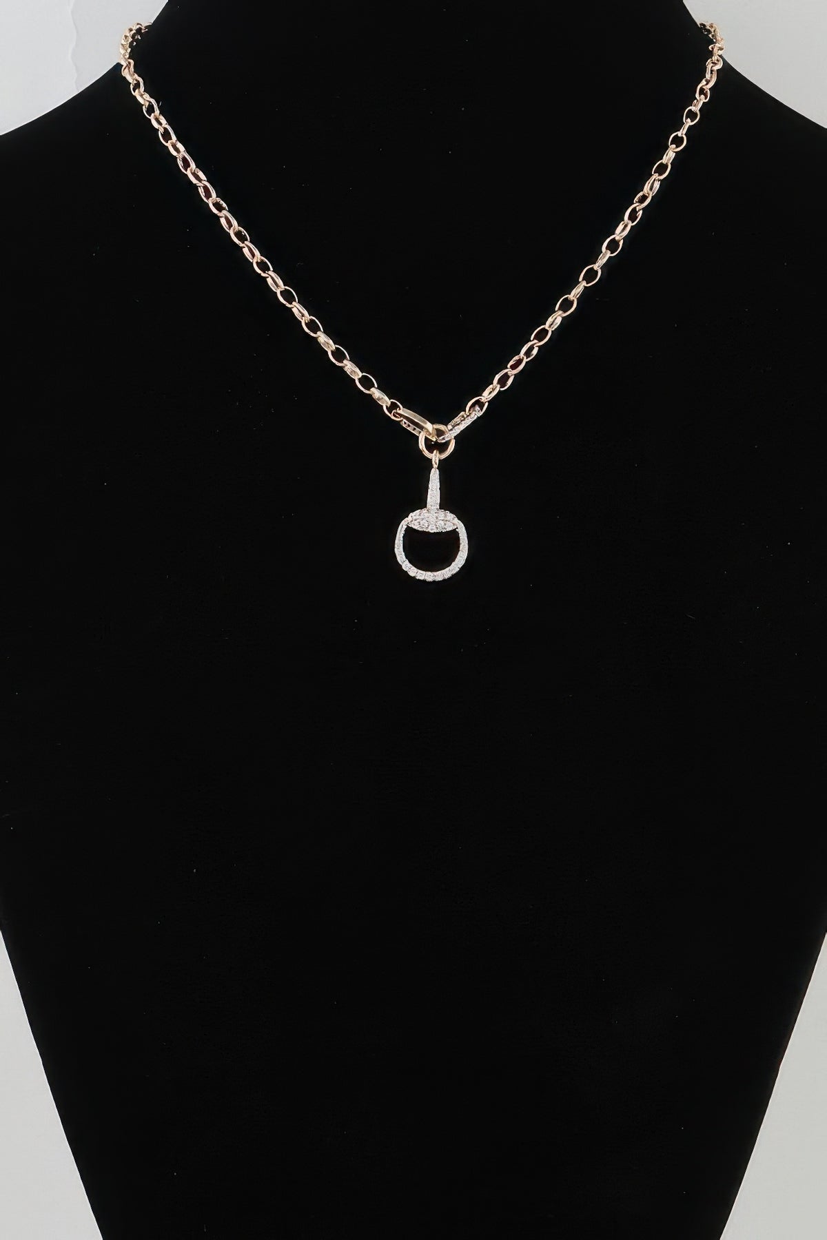 Bejeweled Equestrian Drop Chain Necklace