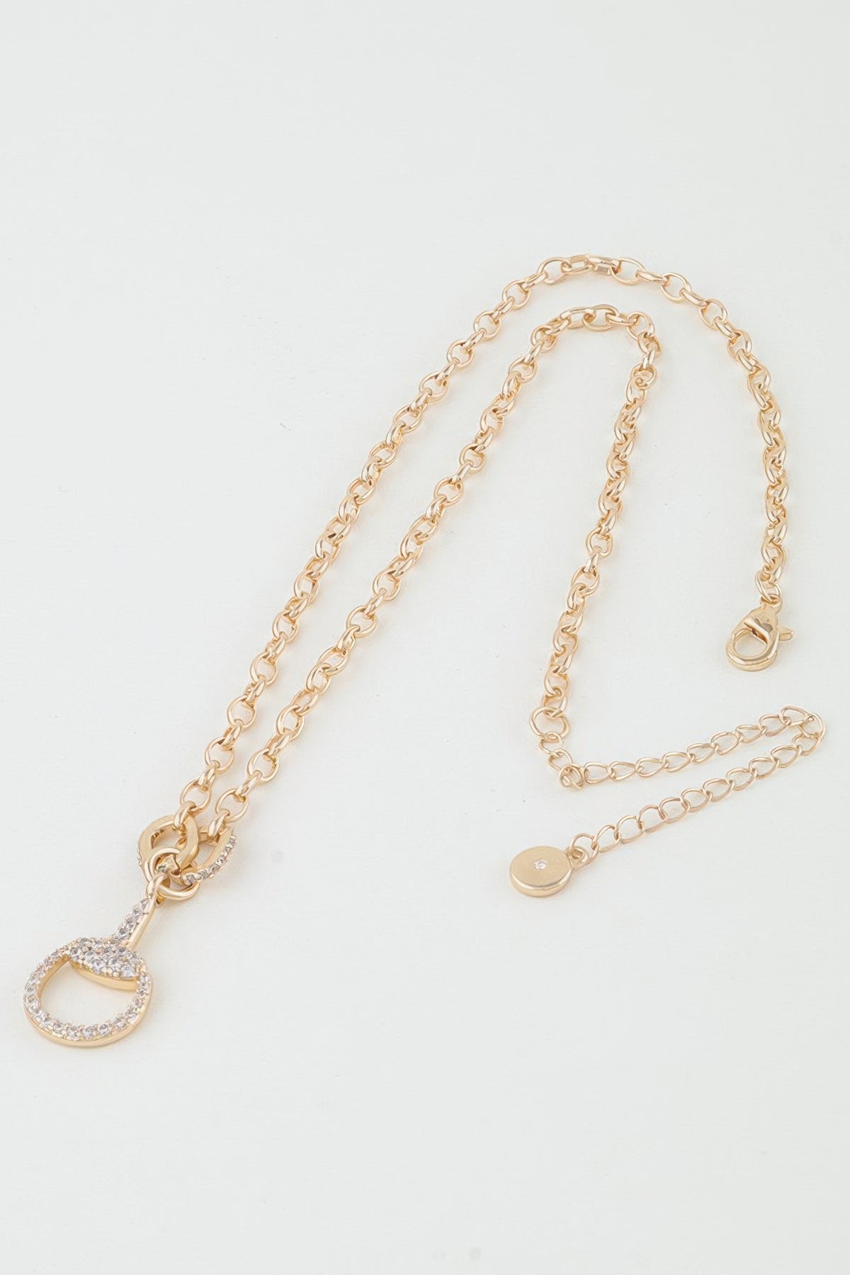 Bejeweled Equestrian Drop Chain Necklace